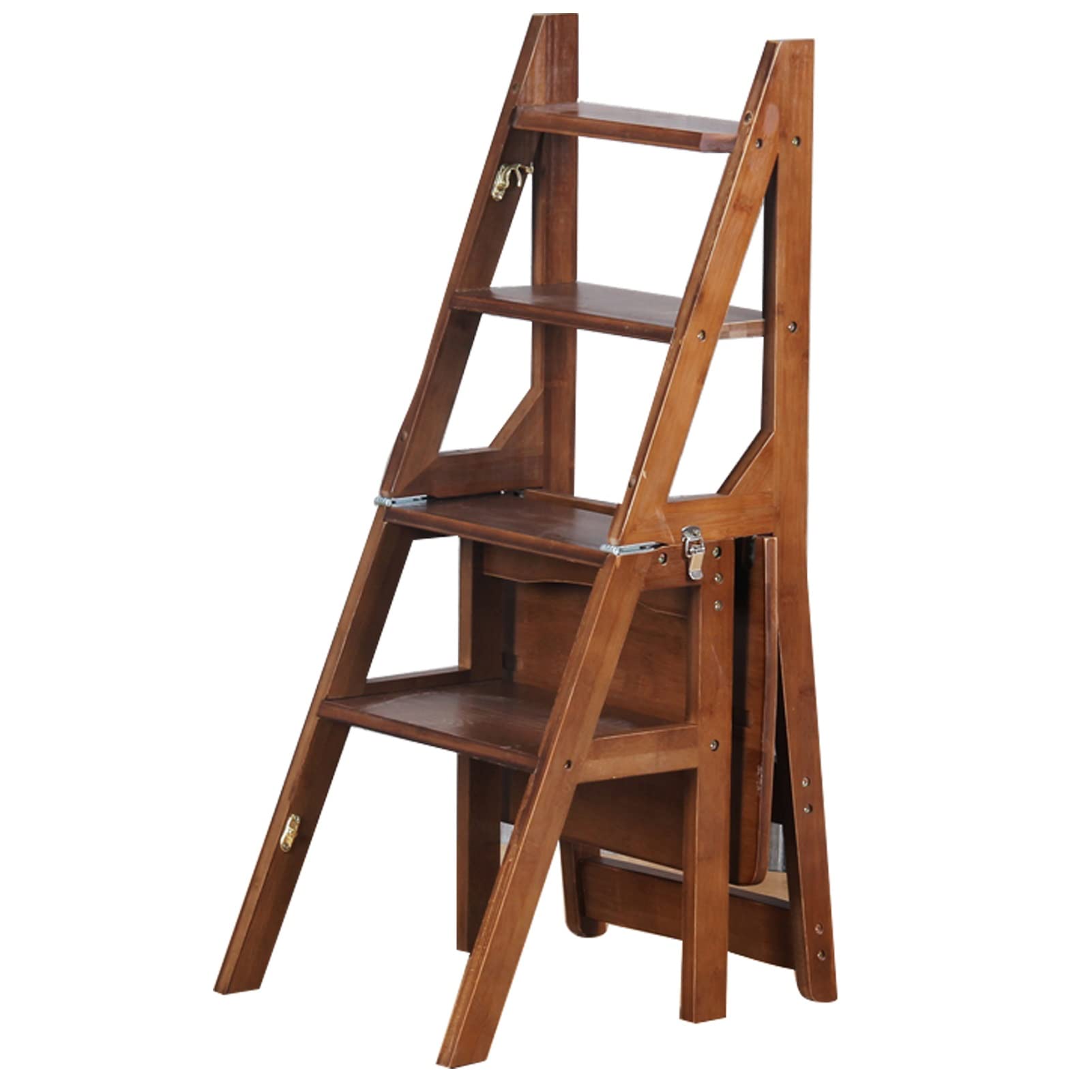 Tabouret-escabeau pliant convertible en bois avec 4 marches stables