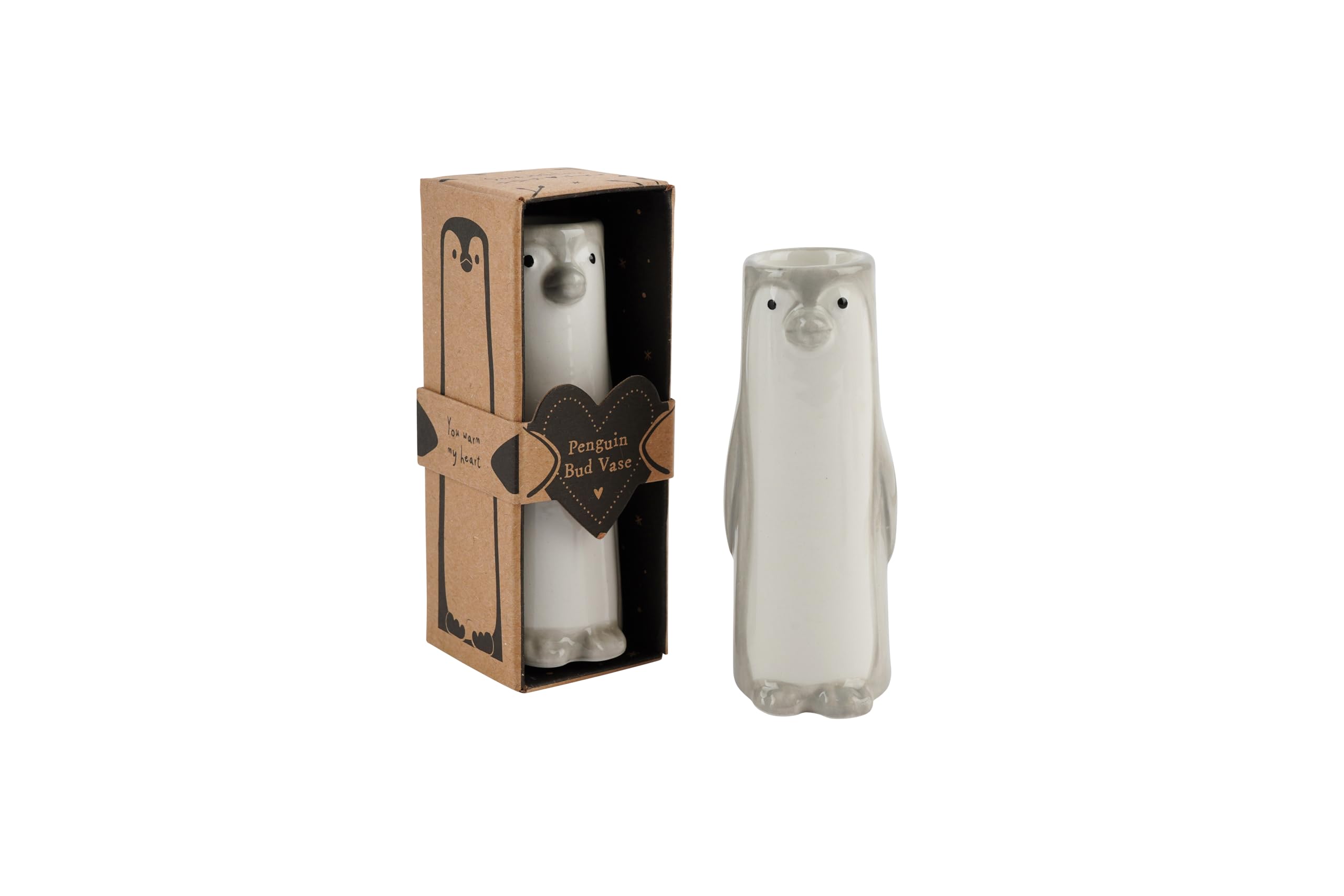 Cgb Giftware White & Grey | Send With Love Penguin Bud Vase | Homeware | Home Decor | Single Flower | Gb08170