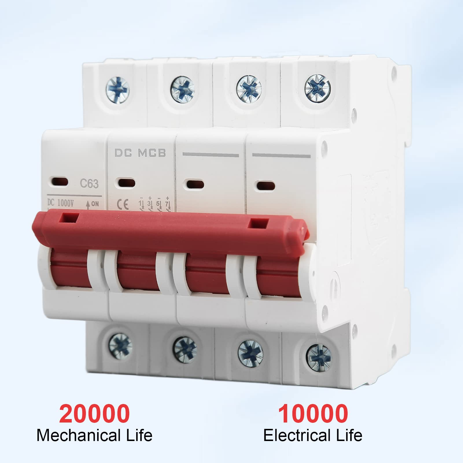 4 Pièces Disjoncteur Miniature 1000V DC 2P 63A Din Rail Mount
