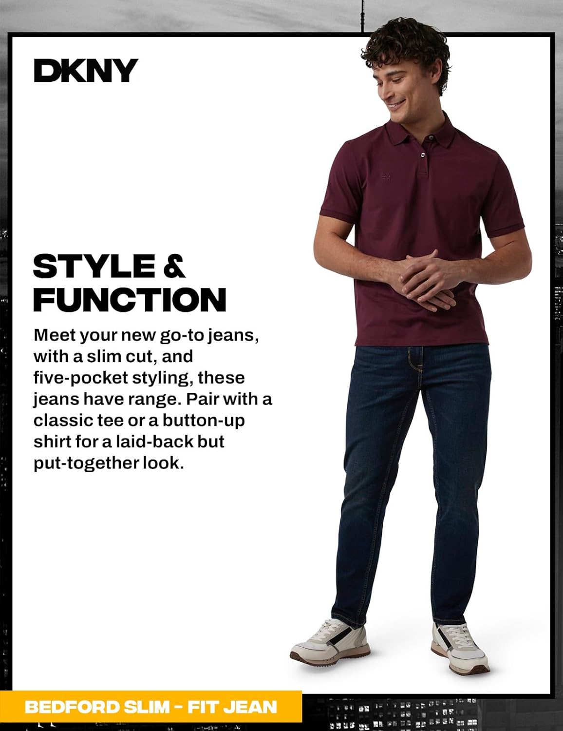 DKNY Bedford Slim Fit Jeans for Men - Tapered Leg Stretch Denim Pants, Classic 5-Pocket Styling | Mens Slim Fit Jeans - Image 5