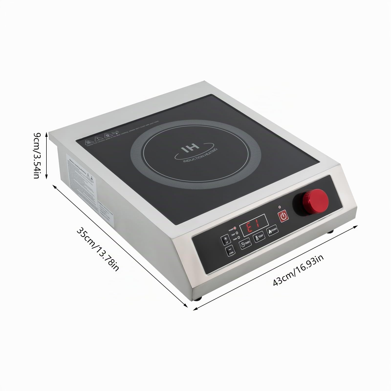 Plaque de Cuisson à Induction Professionnelle 3500W, Affichage LED, 10 Niveaux Réglables, Charge 75kg, Acier Inoxydable – Pour Restaurant, Pub, Food Truck