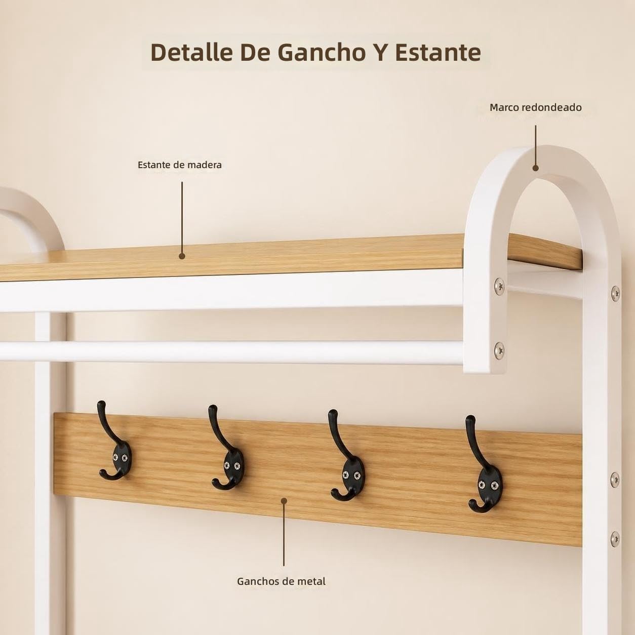 Árbol de Recibidor Multifuncional con Perchero, Zapatero y Banco Acolchado, Organizador de Entrada de Madera de Ingeniería para Recibidor y Sala de Estar, Mueble de Almacenamiento