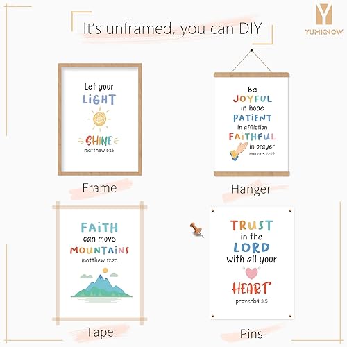 Miniatura 7 de Inspirational Christian Bible Verse Wall Decor - Minimalist Abstract Religious Wall Art for Kids Bedroom - Holy Scripture Room Decor for Nursery