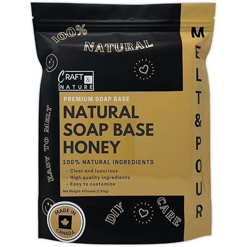 Craft & Nature 4 LB All Natural Unscented Honey Moisturizing Glycerin Melt And Pour Soap Base for Soap Making