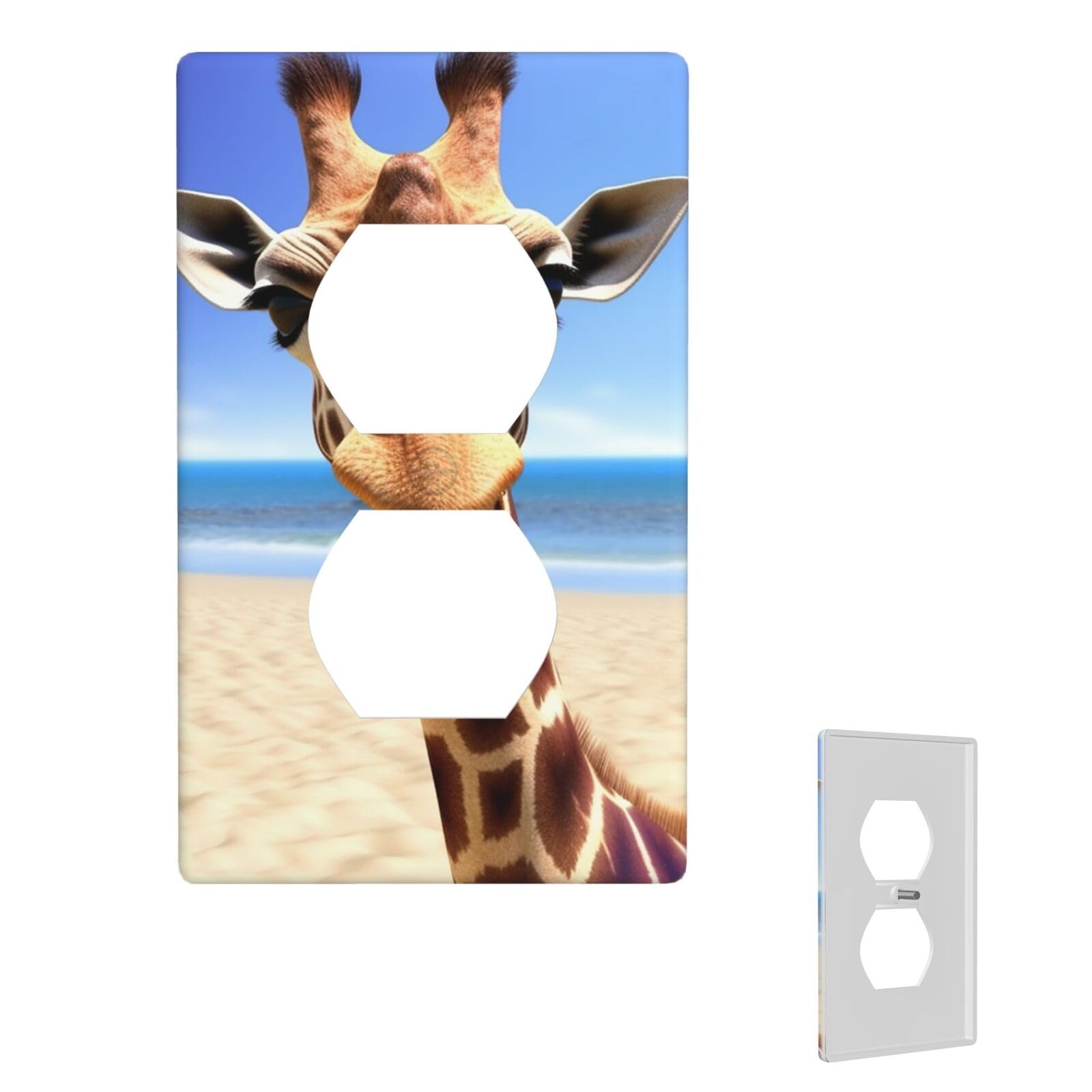 1-Gang Decorator Wall Plate Beach Giraffe Light Switch Cover Single Gang Receptacle Wall Plate Standard Size 4.5" x 2.76" Wallplate Unbreakable Polycarbonate Outlet Faceplates Cover