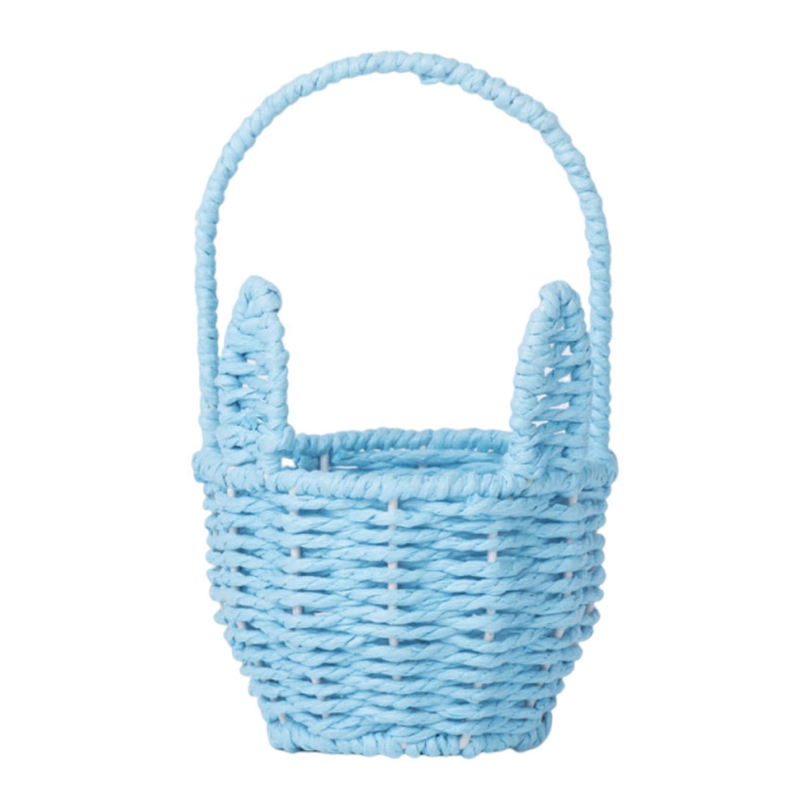 ALCXAZS Stylish Woven Flower Basket Fruit Basket For,Blue,21x12.5x8.5 cm