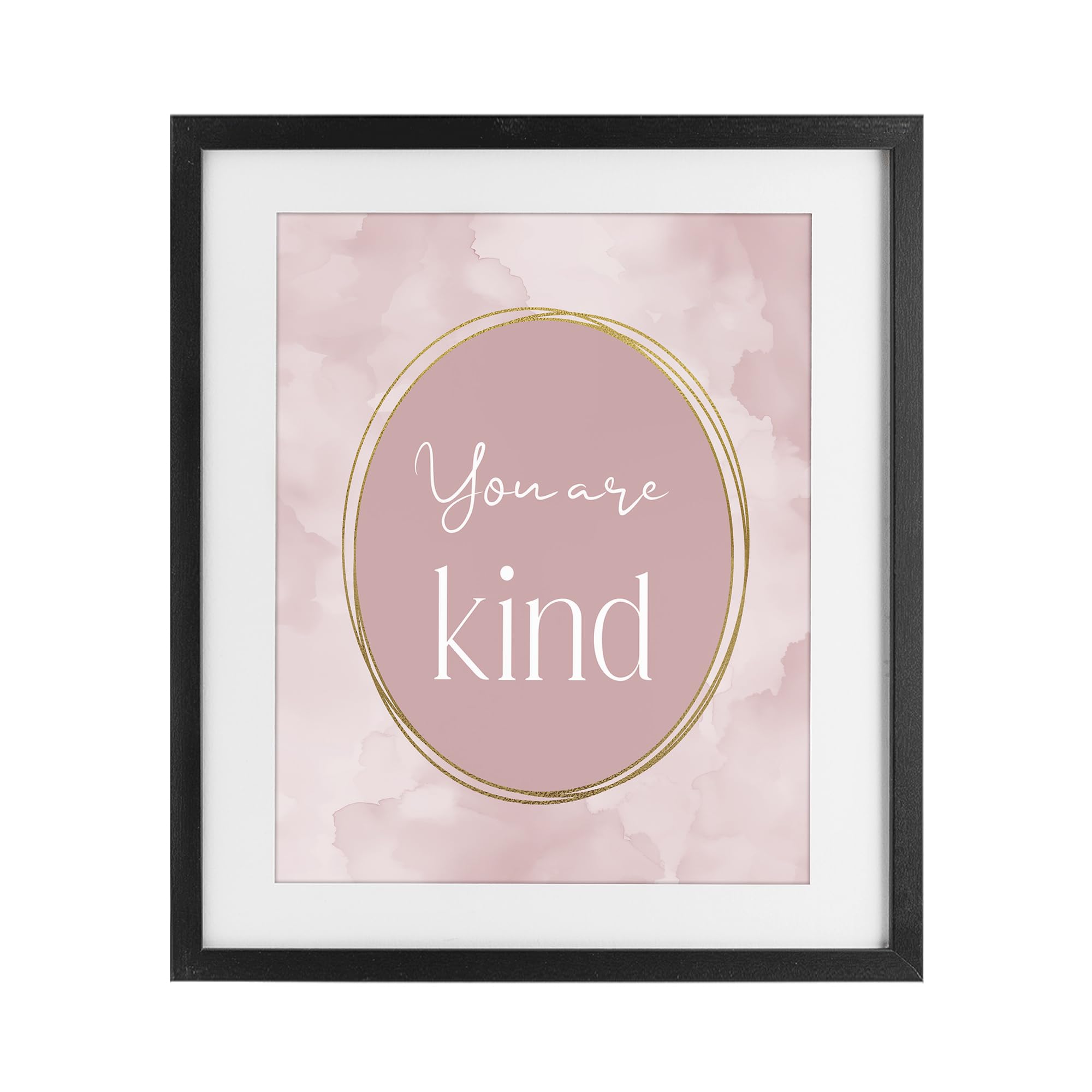 Stupell Industries You Are Kind Affirmation 'Pink Golden Affirmation', Framed Print Under Glass, Black, 17 X 21 Inches, Easy To Hang And Sturdy, Made In Usa, By Christine Simpson Art