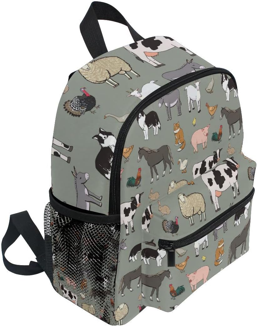 Kid's Backpack Farm Animals Cow Toddler Backpack for Daycare Travel Preschool Bookbags for Boys Girls