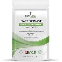 Bodygenix Nattokinase Capsules 200mg - 4000 FU High Strength Japanese Fermented Soybean Enzyme Vegan - Non GMO Gluten Free Formula for Daily Heart and Circulation Support Made in UK 60