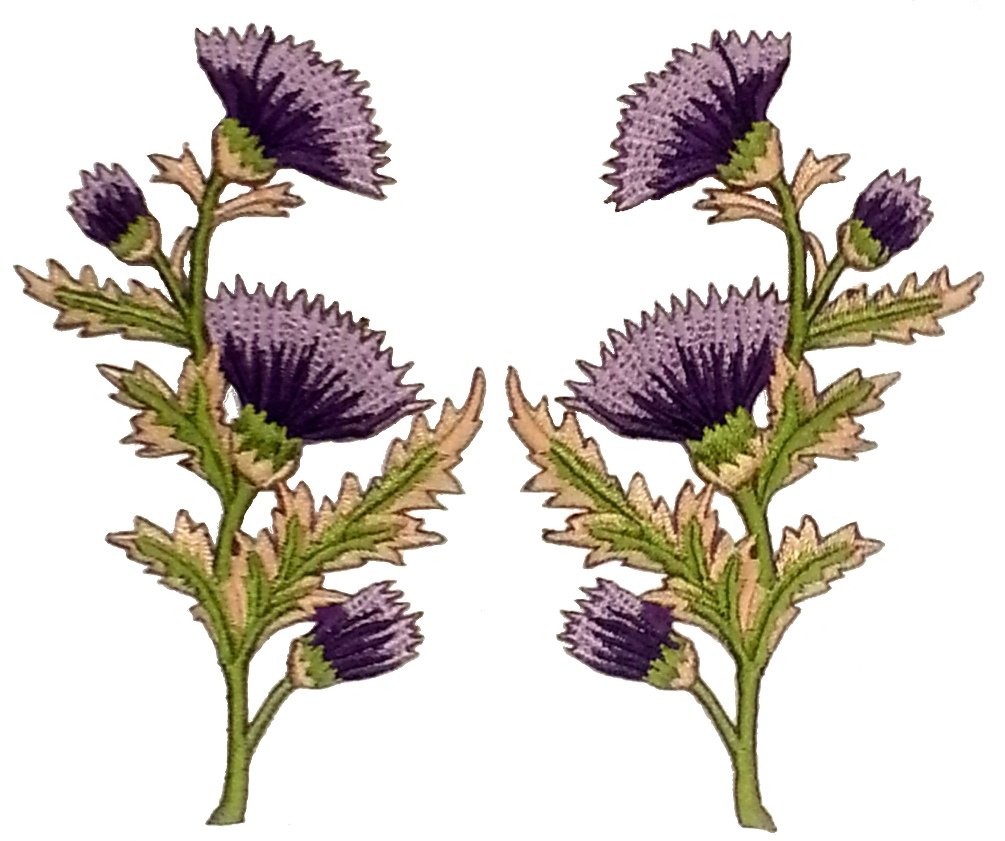 Klicnow Thistle Embroidered Patch 12Cm X 7Cm Approx Each (Pack Of 2 L/R)