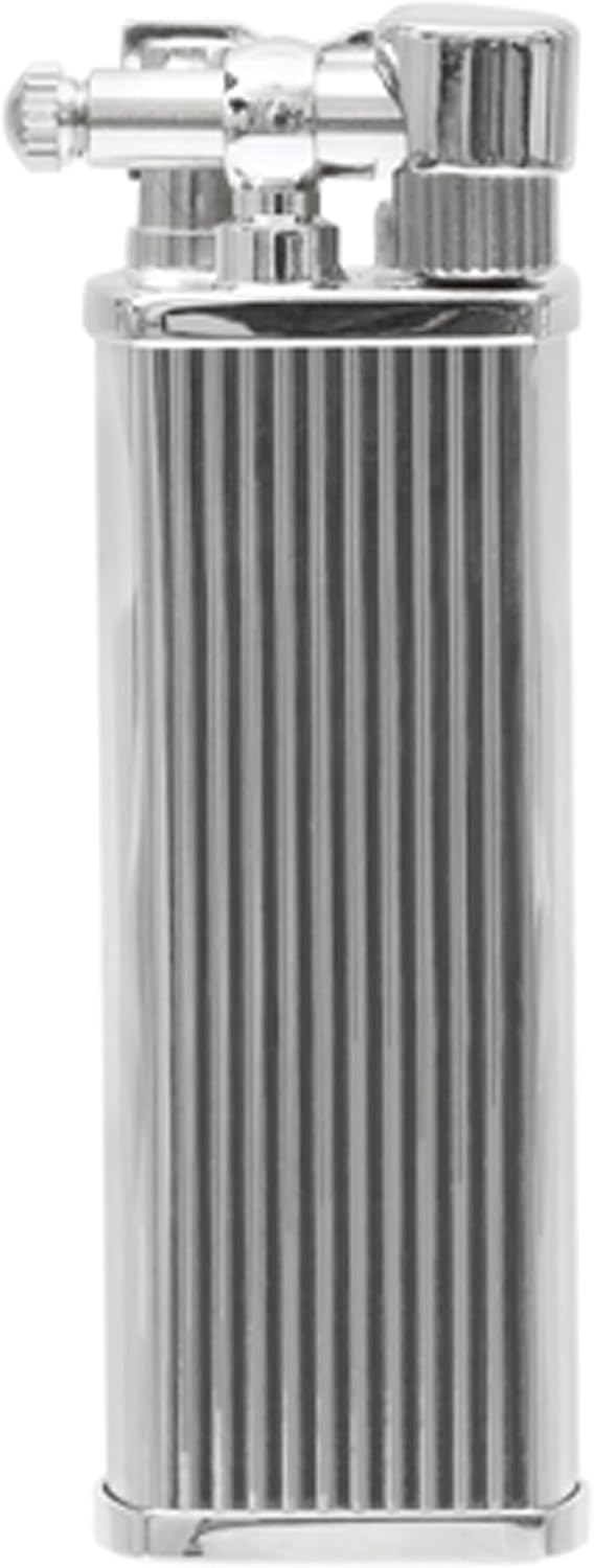 Kenshi Japanese Pipe Lighter - Refillable, Angled & Adjustable Soft-Flame, Travel Friendly, Flip Top (Black Nickel)