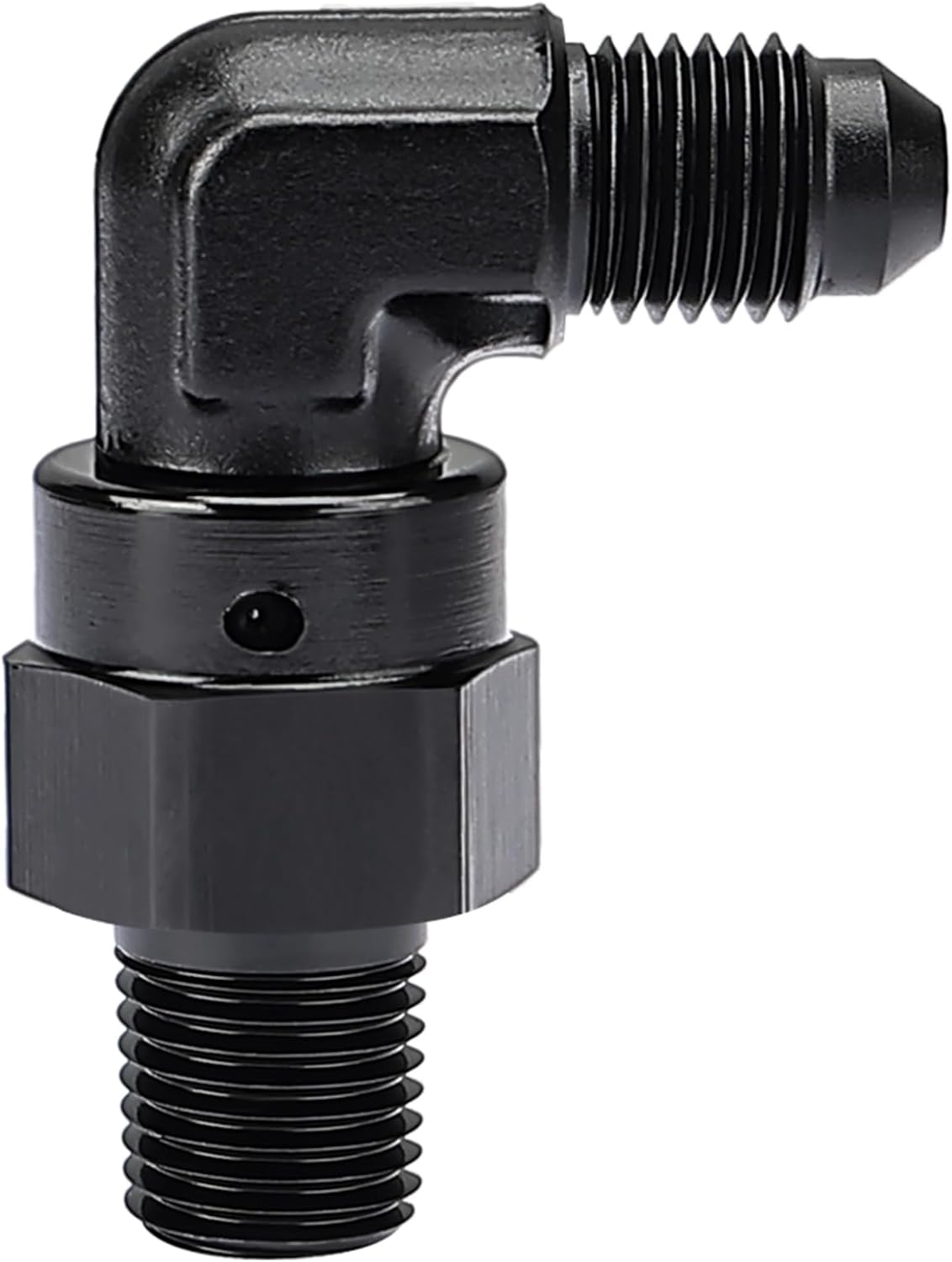 EVIL ENERGY 3AN Male Flare to 1/8" NPT 90 Degree Swivel Fitting Adapter Aluminum Black