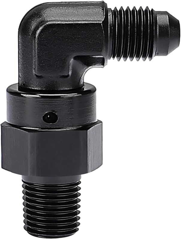 Adaptador de conexão 3AN macho para 1/8" NPT, 90° giratório EVIL ENERGY em alumínio preto – 1 unidade