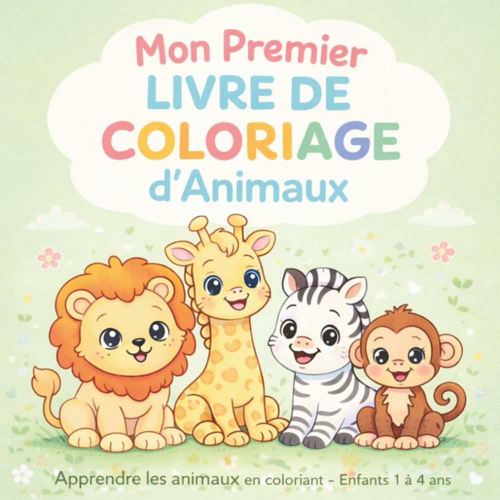 Mon Premier Livre de Coloriage d’Animaux: Apprendre les animaux en coloriant – Livre éducatif pour enfants de 1 à 4 ans
