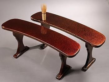 Amazon.co.jp: M671時代物漆塗木製梨地脇息一対肘掛肘置き大名