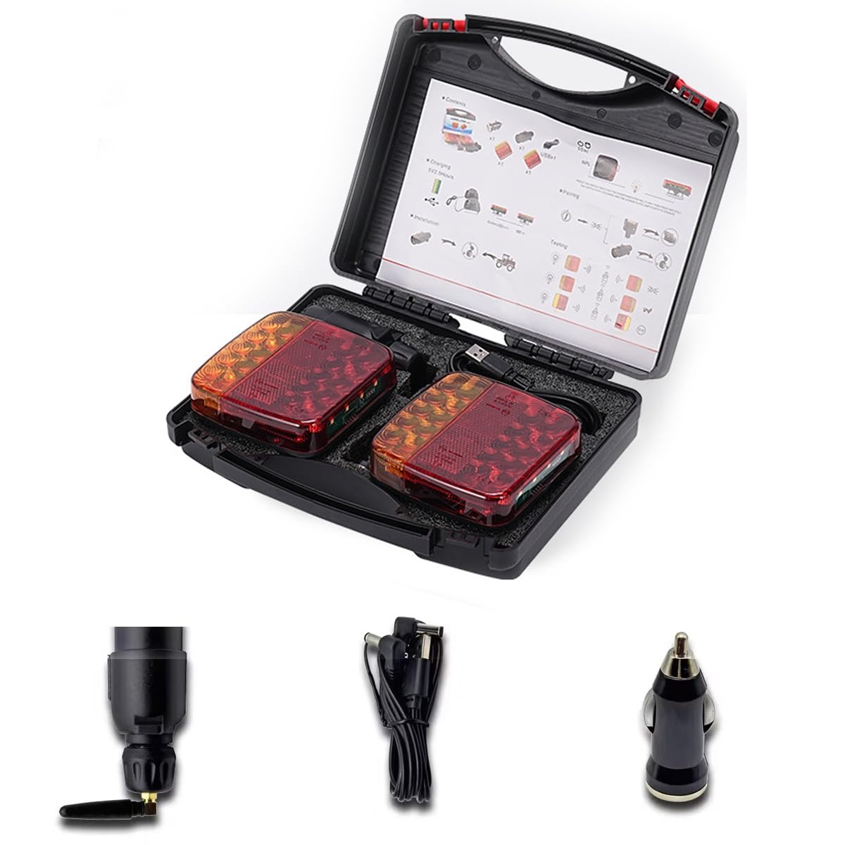 Feux arrière magnétiques sans fil for remorque, kit d'éclairage LED sans fil for remorque, éclairage LED rechargeable for remorque, feux arrière magnétiques sans fil for remorque, for camion, camping-