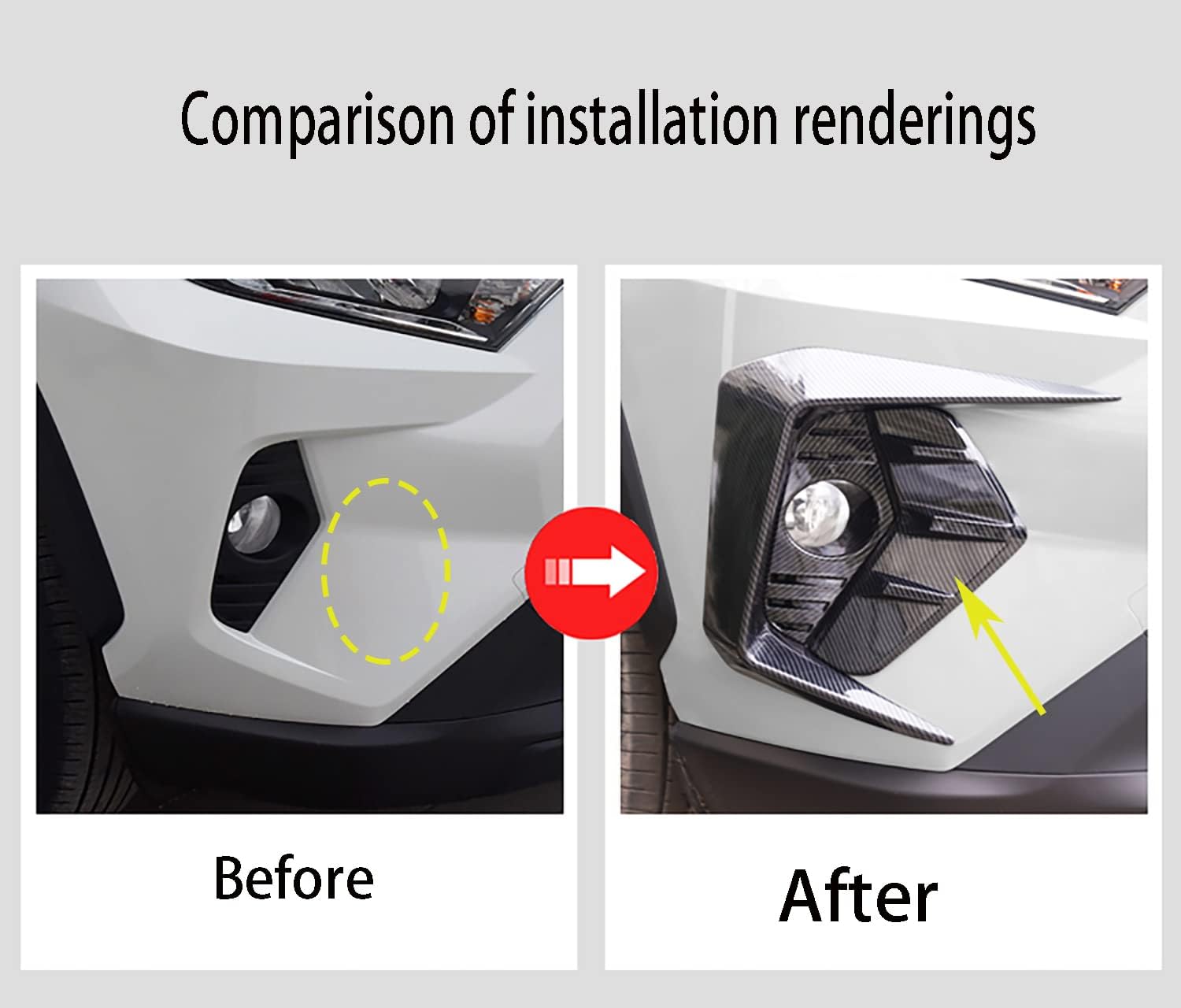 Car Accessories Fit For Toyota RAV4 2019 2020 2021 2022 Front Fog Light Lamp Cover Bezel Trims (Carbon Fiber Style) ABS 2PCS