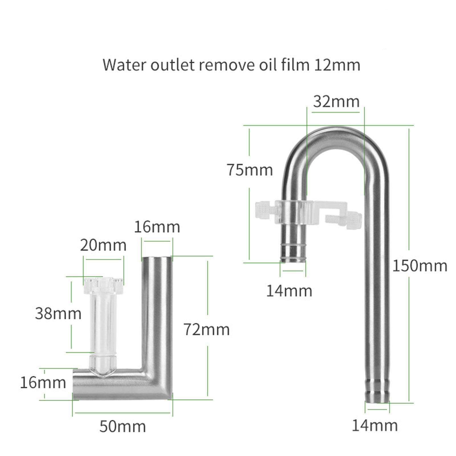 Tubo per Ninfee per Acquari, Rimozione della Pellicola Oleosa, Acquari Piantumati, Facile da Montare, Set di Scarico in Acciaio Inossidabile, Uscita D, 12 Uscita Rimuovere l'olio
