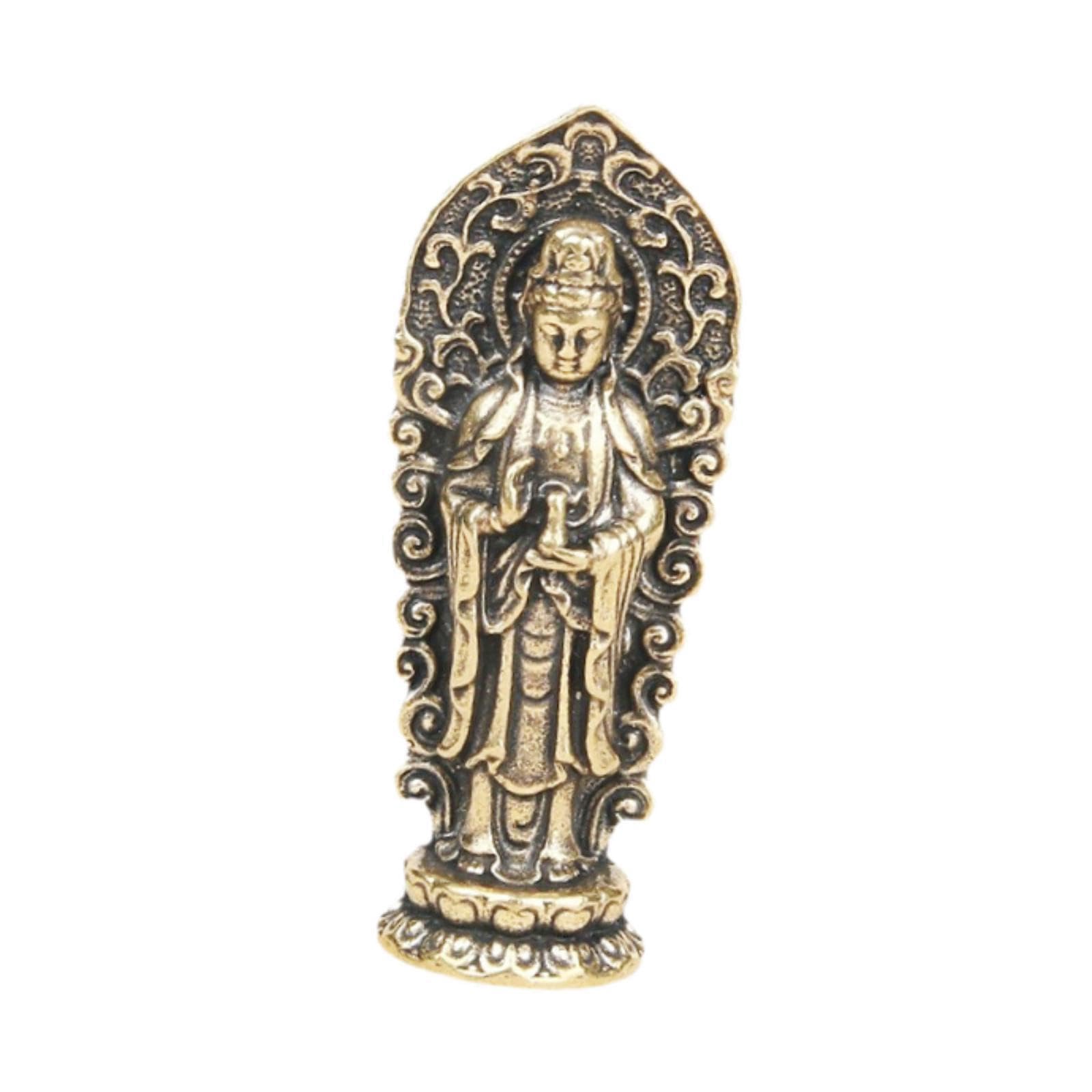 TWISAXC Chinese Brass Guanyin Sculpture Figurine For Modern Home Decor Guanyin Statue For Home Decoration Crafts Artwork