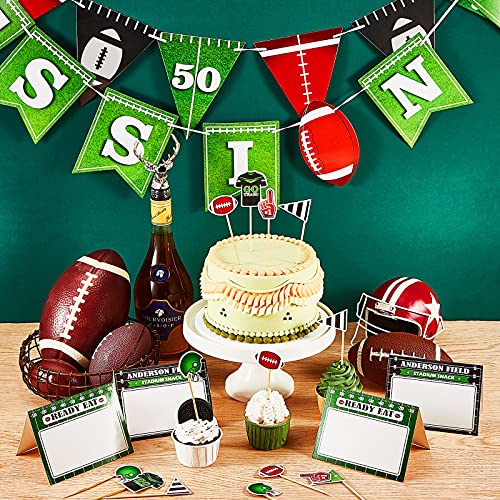 Tatuo 41 Pieces Football Party Decorations Kit, Include Football Concessions Banner Pennant Banner Football Cutouts Food Tent Cards Cake Toppers For Game Day Sports Fan Decor Football Party Supplies #TOP3