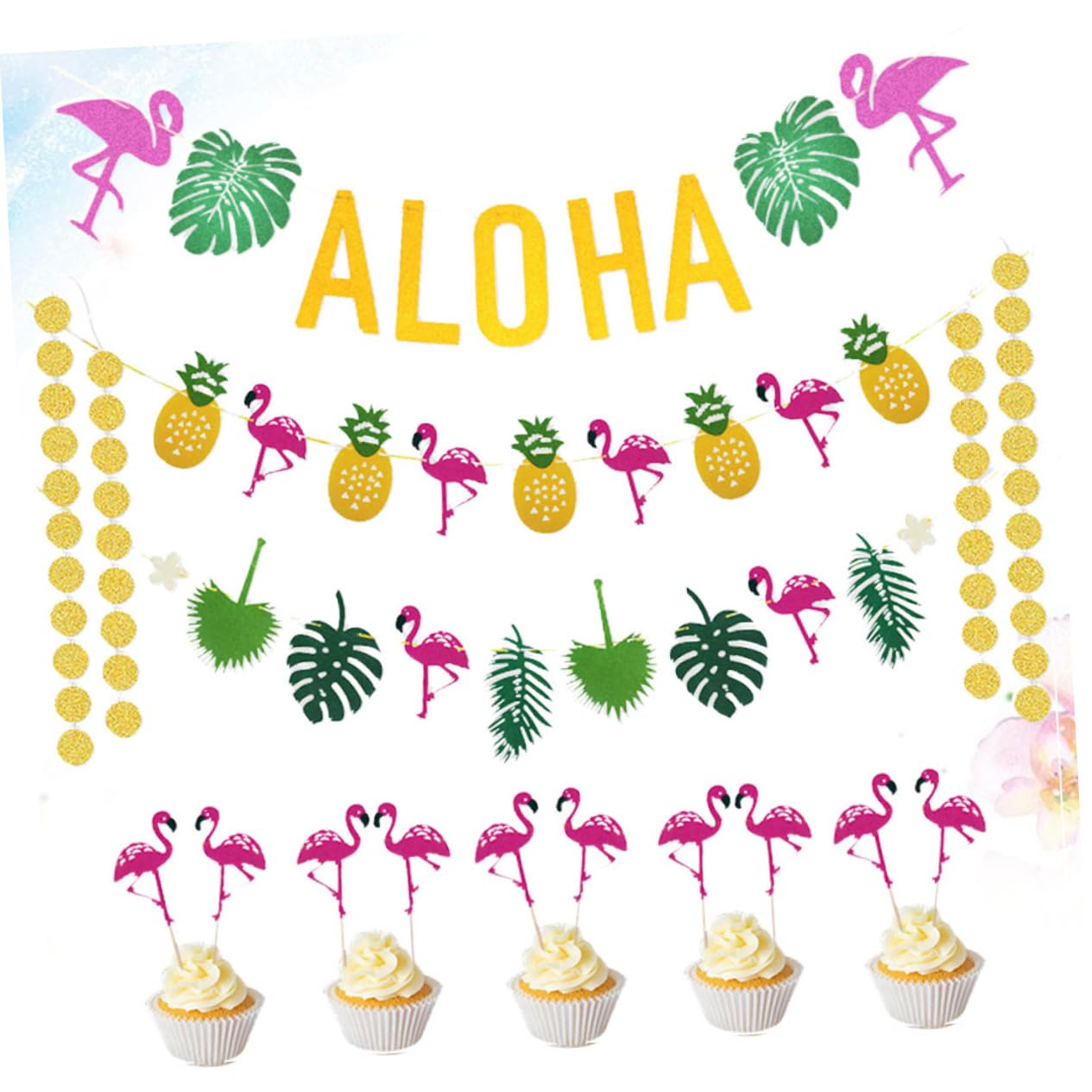 ibasenice 2stücke Hawaiian Party Dekorationsset Aloha Girlande Mit Schildkröten Und Blättermotiven Für Sommer Und Gartenpartys Teiliges Mit Bunten Tropen-accessoires Und