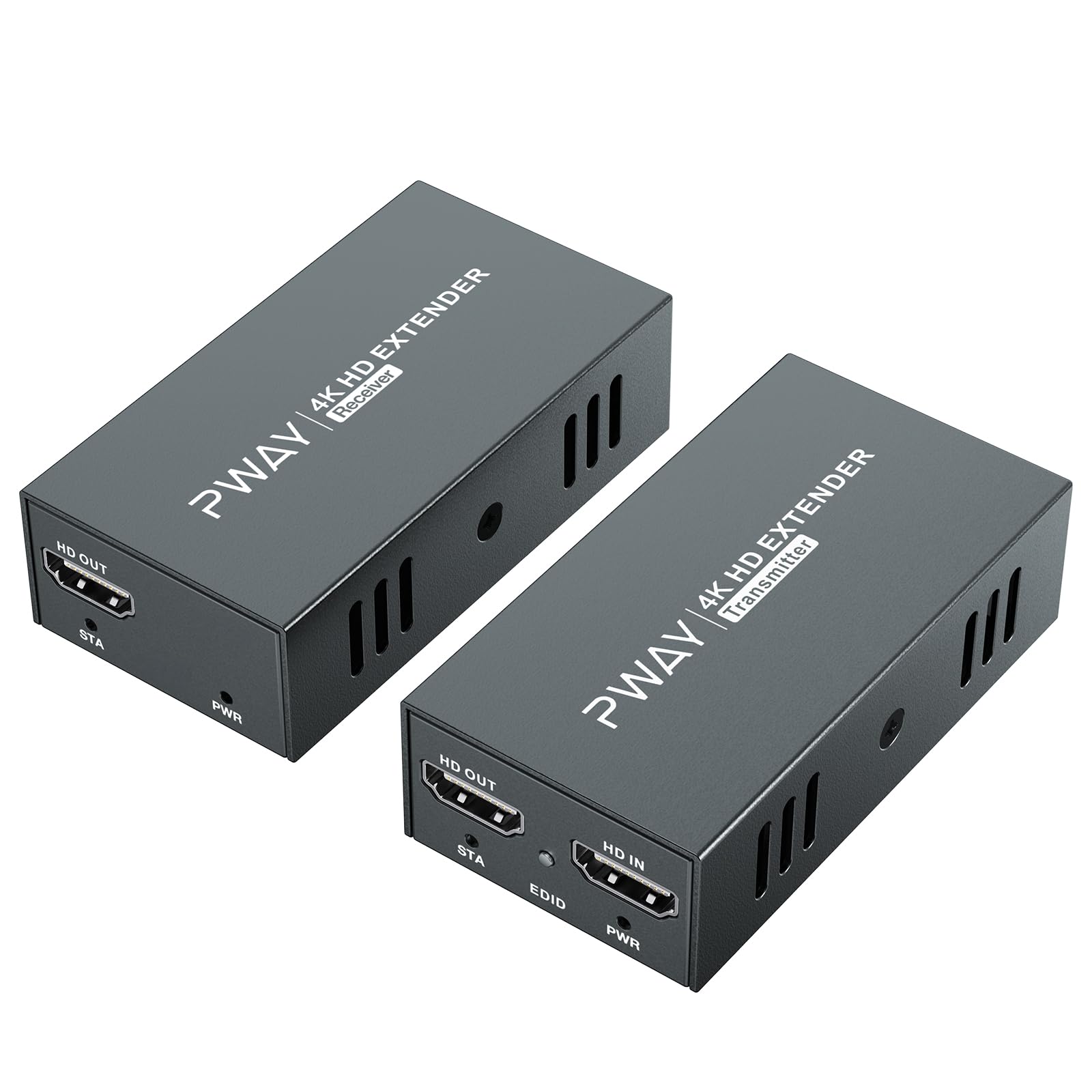 PWAY 4K @60Hz HDMI Over Ethernet Extender Over CAT5 CAT6 CAT7, HDR10 200Ft Long Distance with Loop Out, Support Poc, HDMI2.0 HDCP2.2