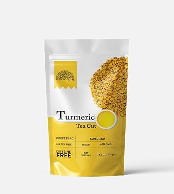 Turmeric Root Cut & Sifted for Herbal Tea 100 g | Flavorful Indian Spice | Dried Pieces | Naturally Dried Curcuma Longa | Tea Cut by Hebhac Herbals