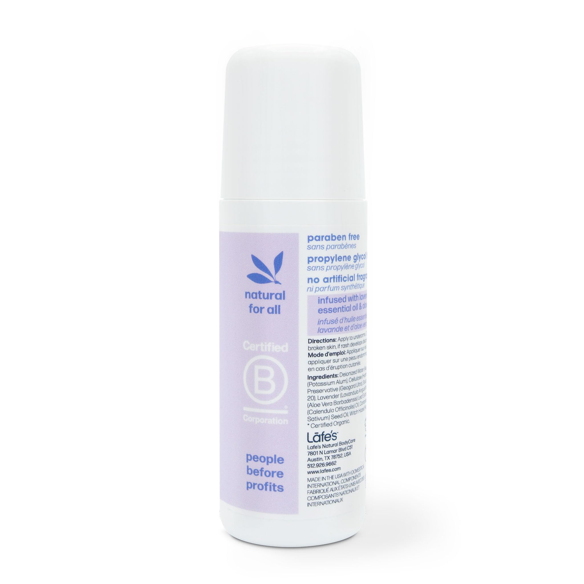 Lafe's Natural Lavender & Aloe Roll-On Deodorant, Aluminum-Free