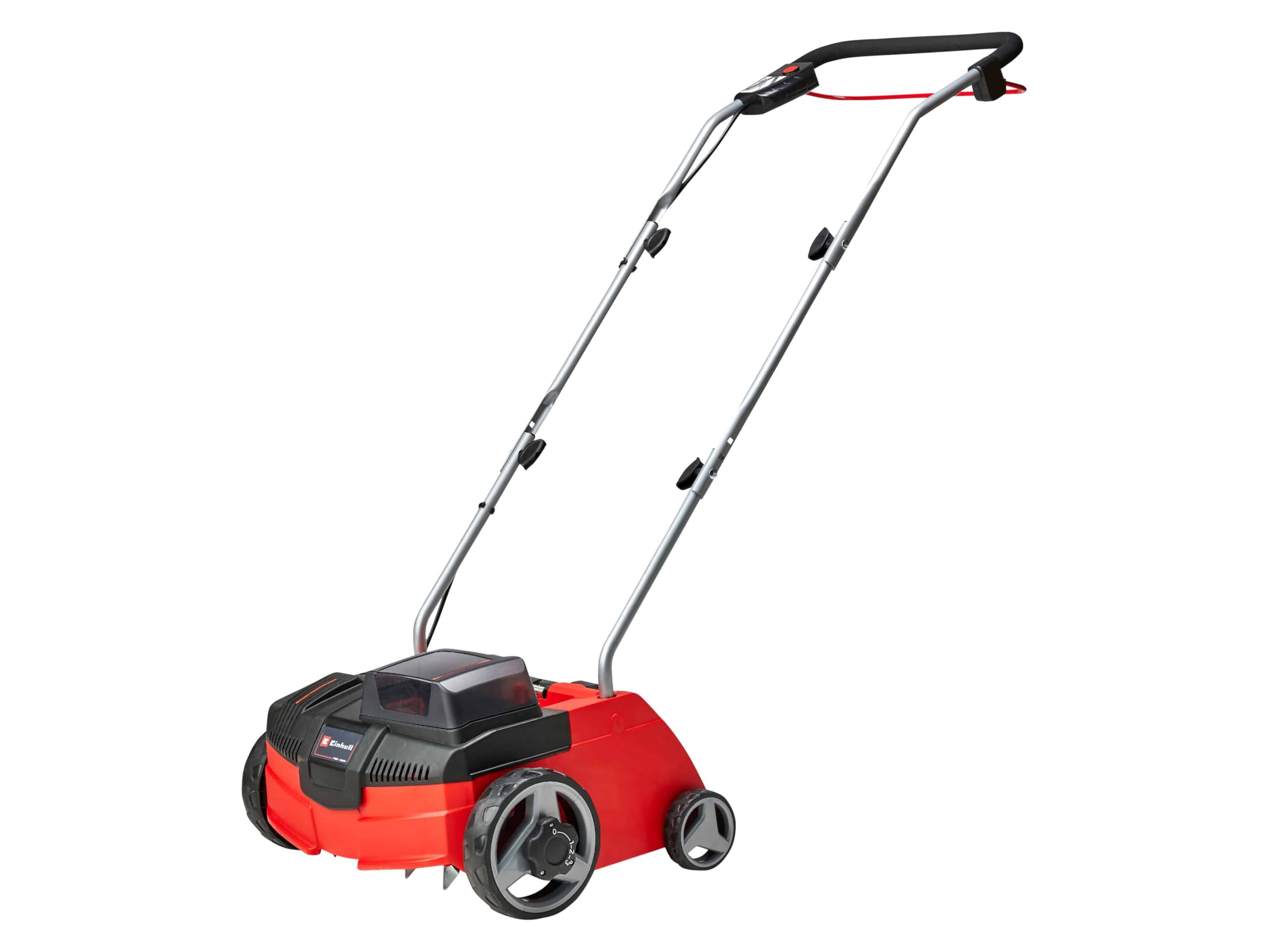 Einhell Wertykulator akumulatorowy GC-SC 36/31 Li-Solo Power X-Change (litowo-jonowy, 36 V, szerokość robocza 31 cm, rolka nożowa z łożyskiem kulkowym z 8 nożami, bez akumulatora i ładowarki)