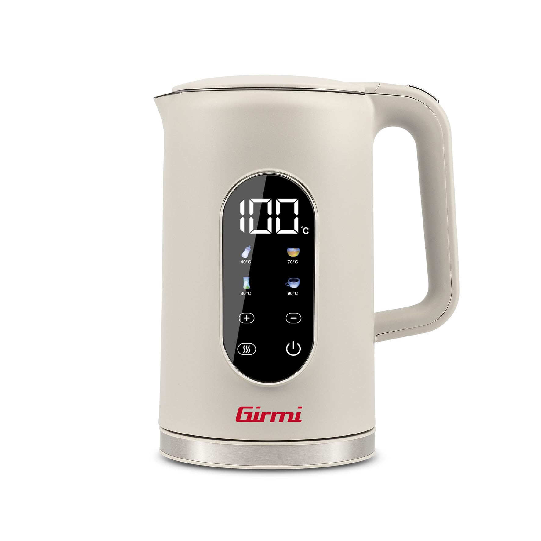 Girmi BL91 Bollitore, 2200W, 1,7 Litri, Contenitore INOX, Resistenza Nascosta, Super Display, Touch Screen, Bianco