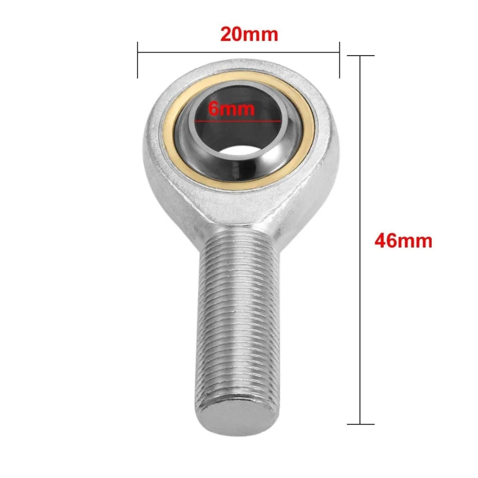 Lyofeon 1pcs SA6T/K SAL6T/K 6mm Bore Diameter Rod End Bearing M6x1.0 Thread Self-Lubricating Ball Joint Rod End(Right Thread SA6TK)