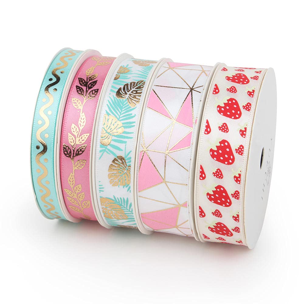 Ribbons For Gift Wrapping Ribbon For Fabric Satin Ribbons Ciasto Pieczenie Kwiaty Wstążka Handmade Diy Materiał Wstążka Prezent Prezent Dekoracyjny Wstążka Wstążka Dekoracyjna Wstążka-Różowa Geometria