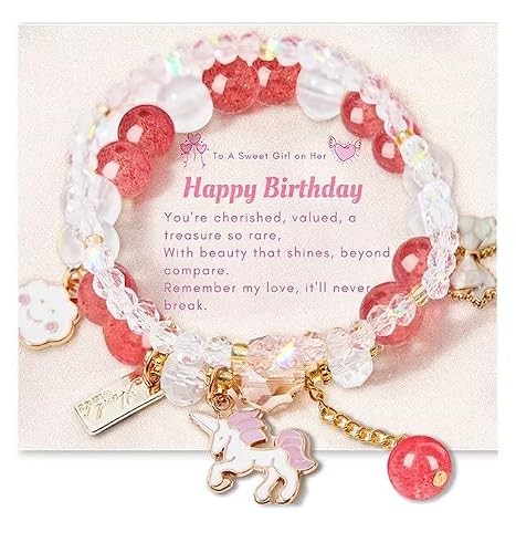 Palumlta Pink Crystal Beaded Bracelet Set