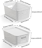 Vista 7 de Plastic Storage Basket with Lids 10 Pack Stackable Storage Bins Containers with Lid, Decorative Storage Boxes for Organizing Shelves, Drawers