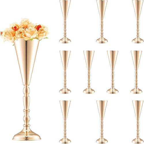 VEVOR Metal Wedding Centerpiece Gold,Trumpet,10PCS 43cm/16.9”