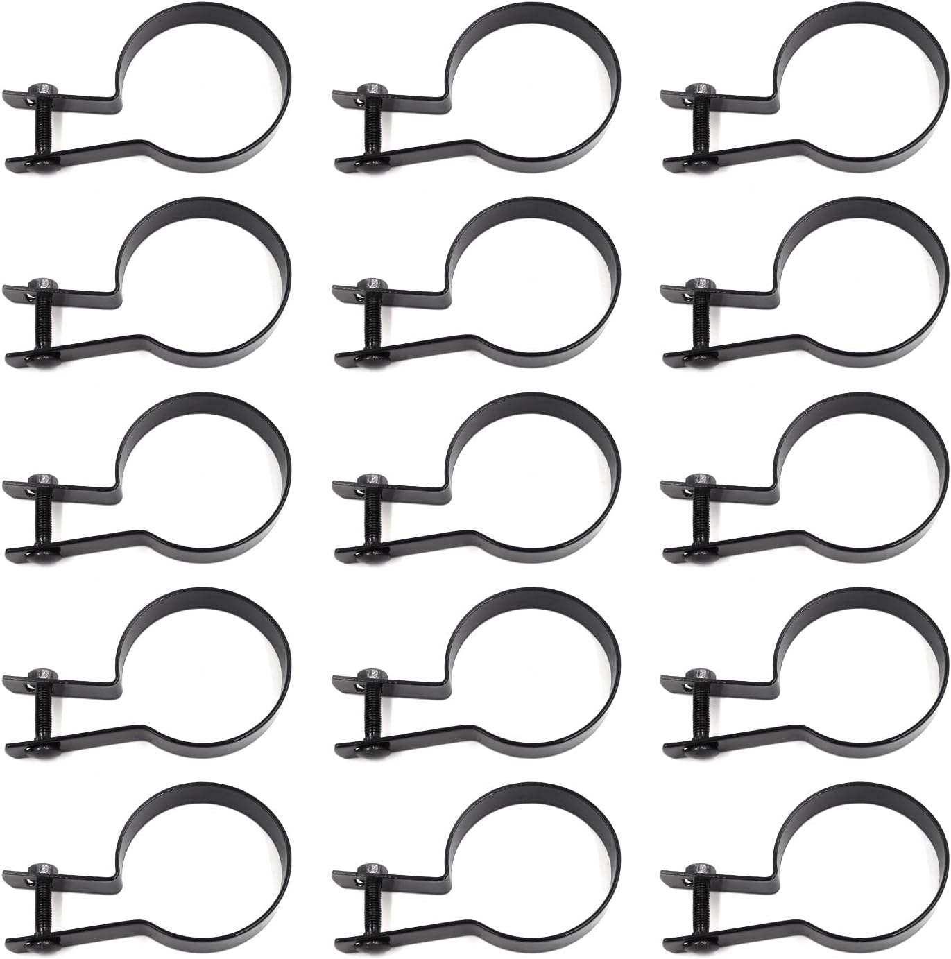 (15 Pack) 2-7/8" Galvanized Steel Chain Link Fence Tension Band for Gates, Posts, Brace Bands, Bolts & Nuts Included - Black