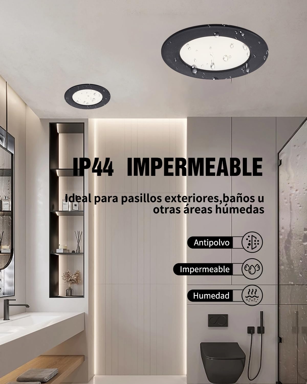 Foco LED Empotrable Negros 5W 450LM, Corte: φ75-90mm Ojos de Buey LED Para Techo 230V, Profundidad 25mm, Downlight led Techo 4000K Blanco Natural para Baño, Juego de 10