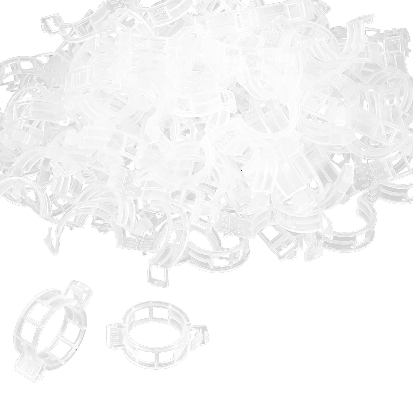 CYMYGS 100 Pcs Plant Support Clips, Tomato Clips for Plants, Plastic Trellis Plant Clips for Climbing Plants, Cucumber, Vines and Climbing Plants for Indoor & Outdoor ((White)