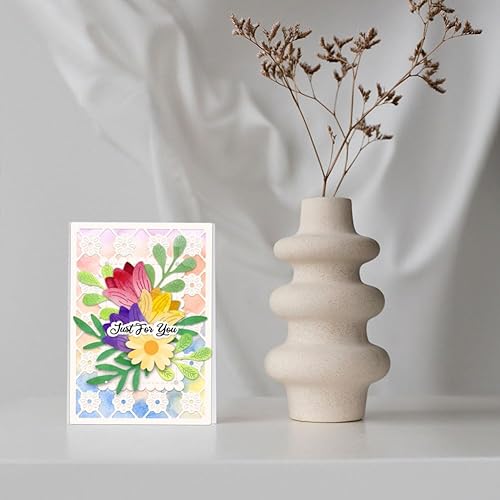 Miniatura 5 de BENECREAT 3 troqueles de corte de flores, plantillas de corte de fondo de flores, plantillas decorativas en relieve para álbumes de recortes, álbum