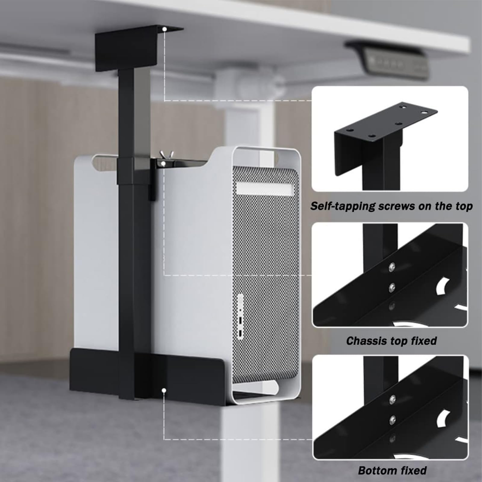 Mount Pc Regolabile Sotto - Porta Della Cpu, Desktop | Supporto Per | Computer Montatori A Parete Con Larghezza E Altezza Flessibili, Supporto Per Lo Spazio Sotto Il Supporto Del Tavolo, Rack Cpu