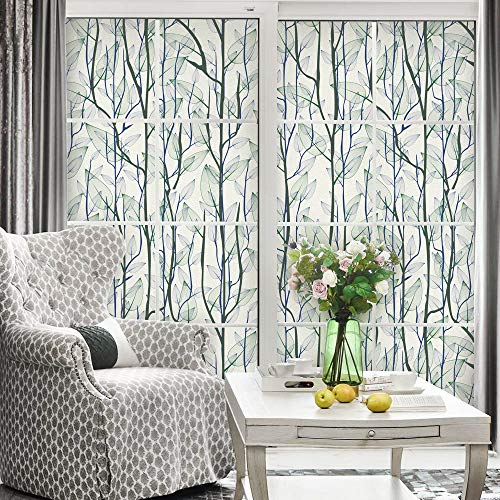 Dktie Window Film Privacy, Decorative Stained Glass Window Clings For Home, Static Cling Window Sticker For Front Door, Bathroom, Glass Door, 17.5 X 78.7 Inches, Green #TOP6