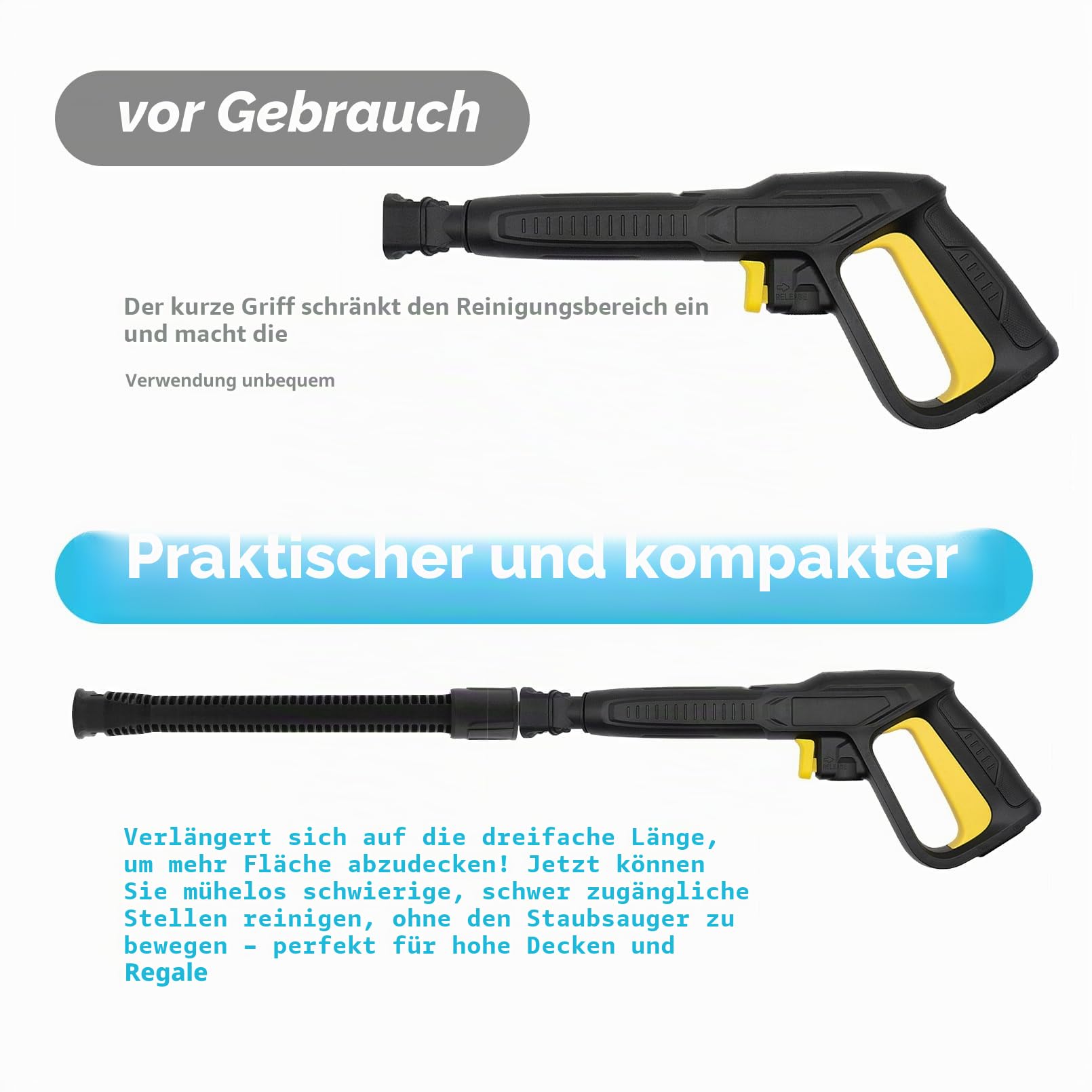 Sprühlanze Verlängerung für Hochdruckreiniger-Zubehör, kompatibel mit Kärcher K2-K7 Serie Hochdruckreiniger, 2 Stück