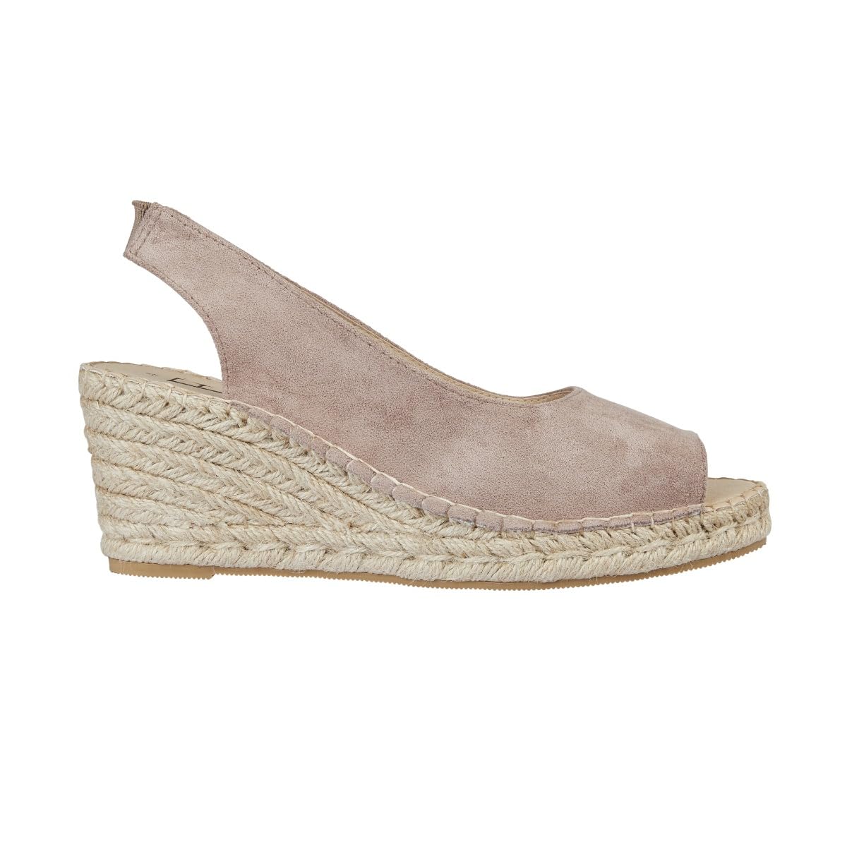 Espadrillas da donna in finta pelle scamosciata, con zeppa elastica, con cinturino sul retro, in iuta