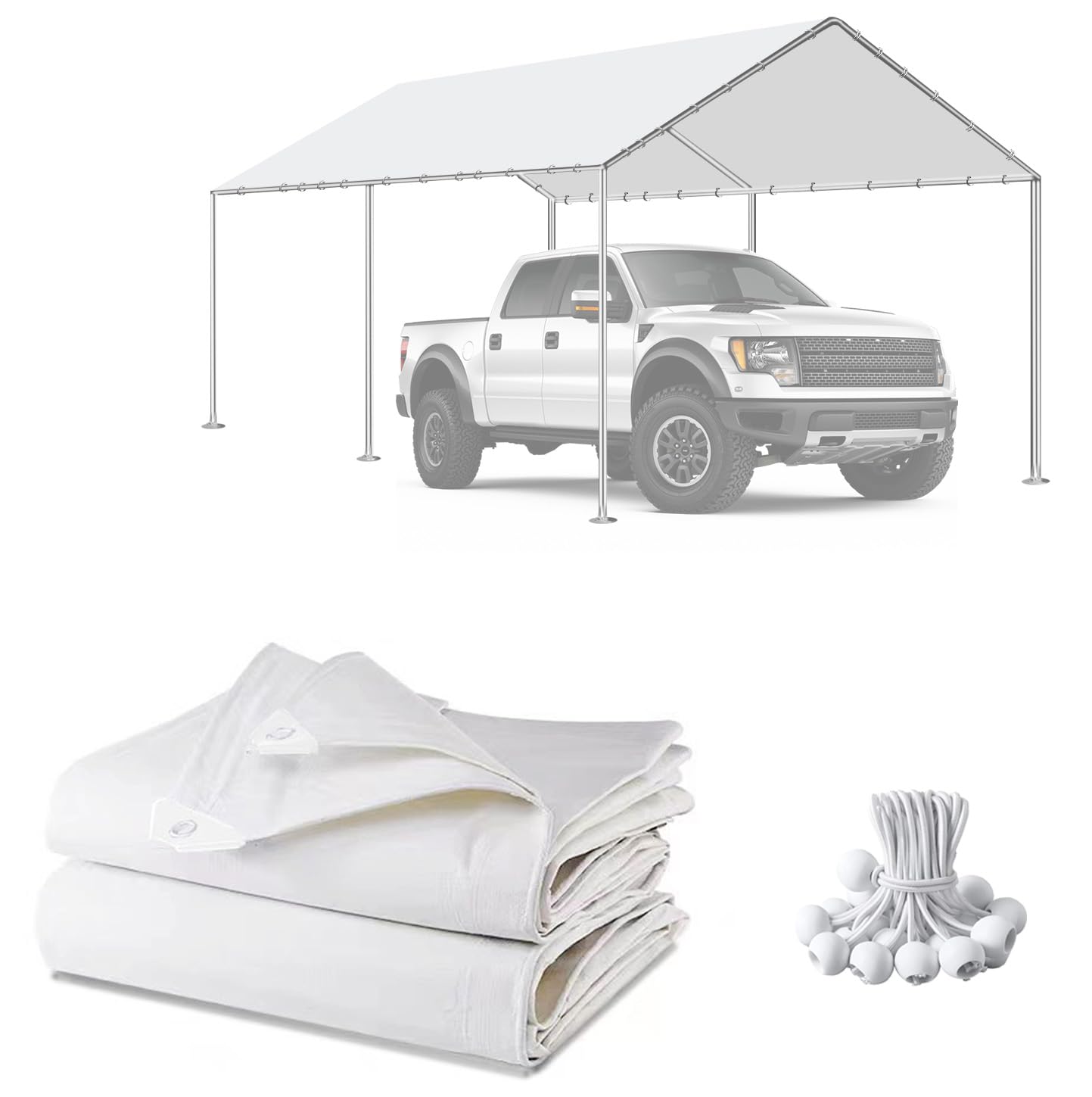 Canopy 10x20 Pack 10 X 20 FT Carport Canopy Replacement Cover - Main Image