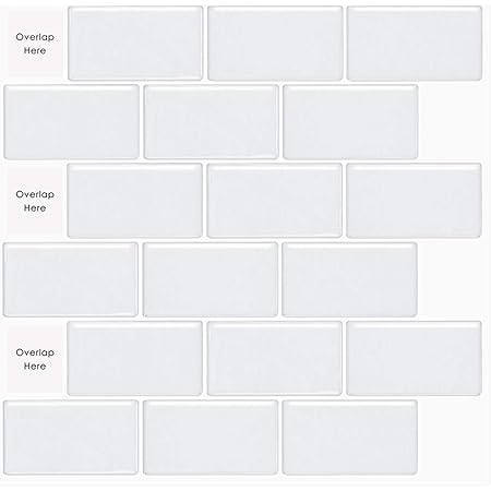 White With Dark Gray Grout Design Peel And Stick Tile Backsplash Decorative Wall Tile Sticker Subway Style 3d Wallpaper Self Adhesive Moveable For Kitchen Bathroom Laundry 12 X12 5 Sheet Building Supplies Stone