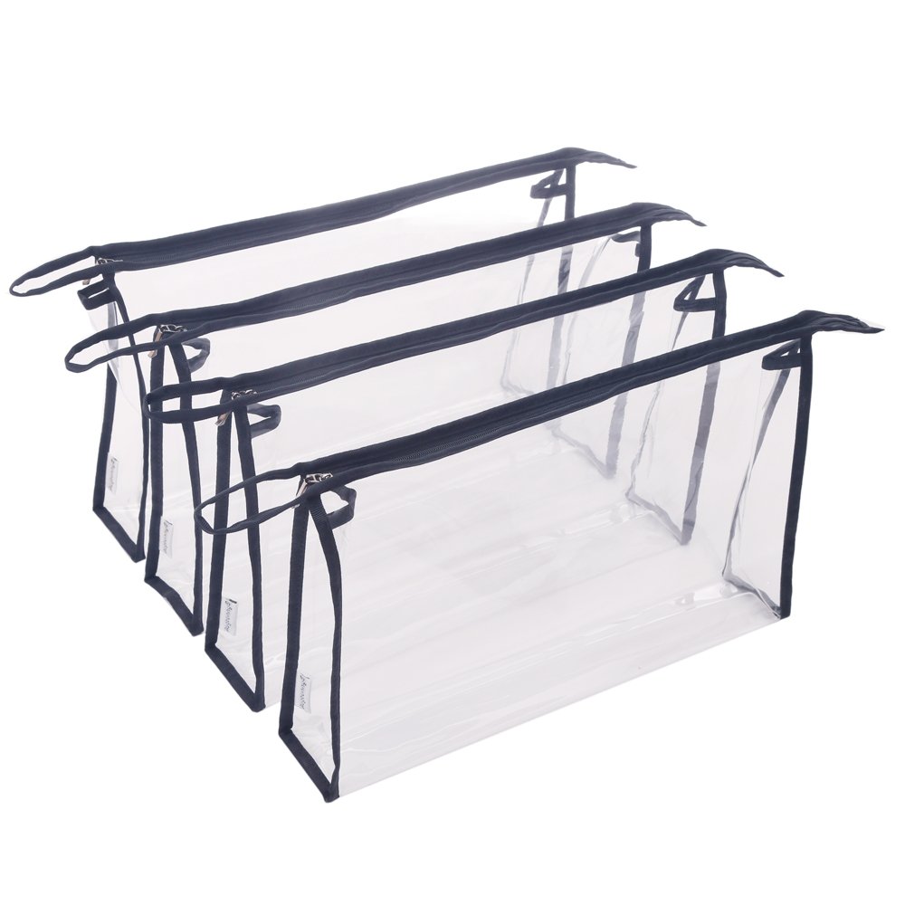 Augbunny Multi-Purpose Waterproof Clear Vinyl Zippered Organizer Toiletry Cosmetics Makeup Bag Pouch 4-Pack