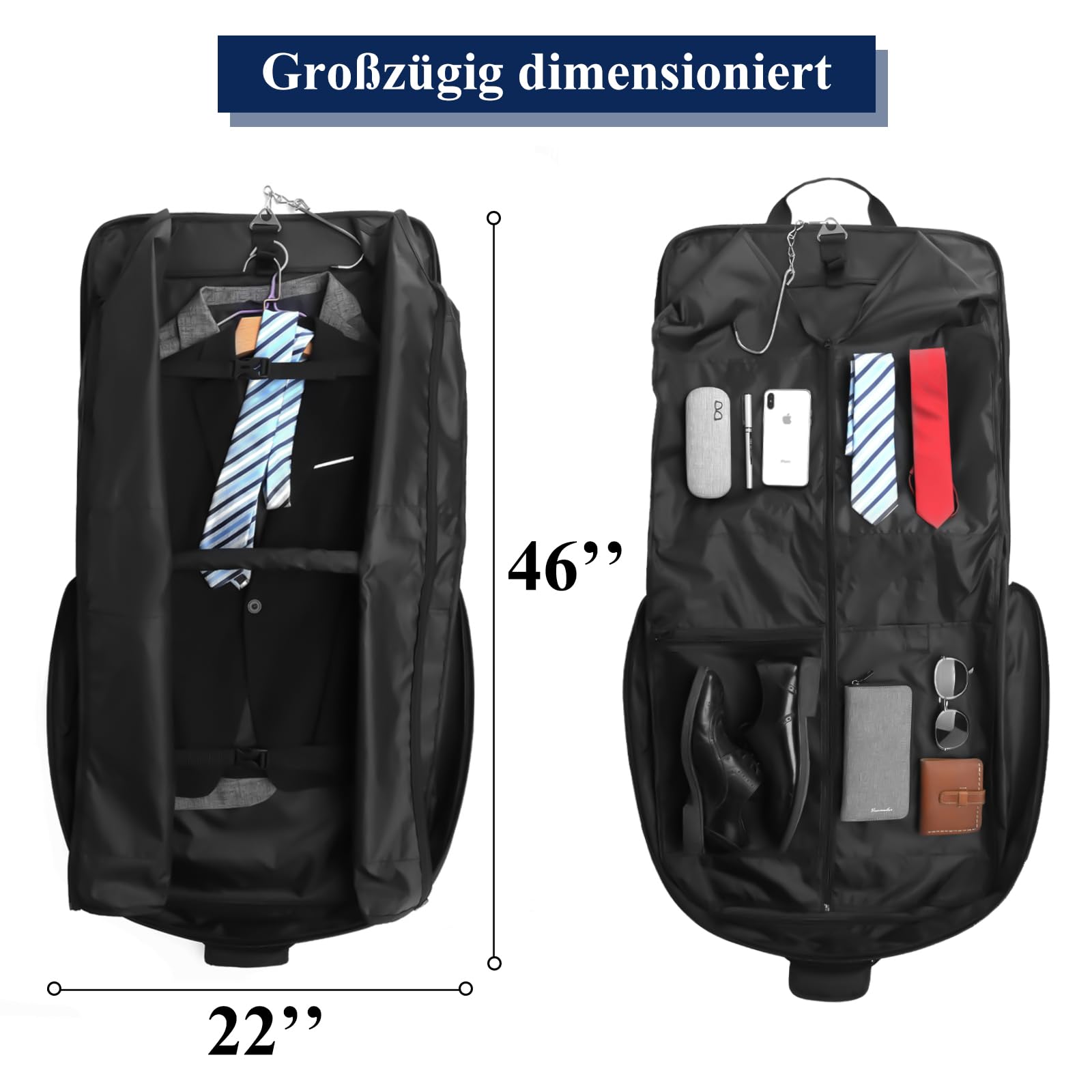 porta abiti da viaggio,porta abito da viaggio uomo,borsa per abiti da uomo,borsa da viaggio nera,bagaglio a mano pieghevole,valigia sospesa 2 in 1,borsa per trasporto abito da lavoro,per abito,cappott