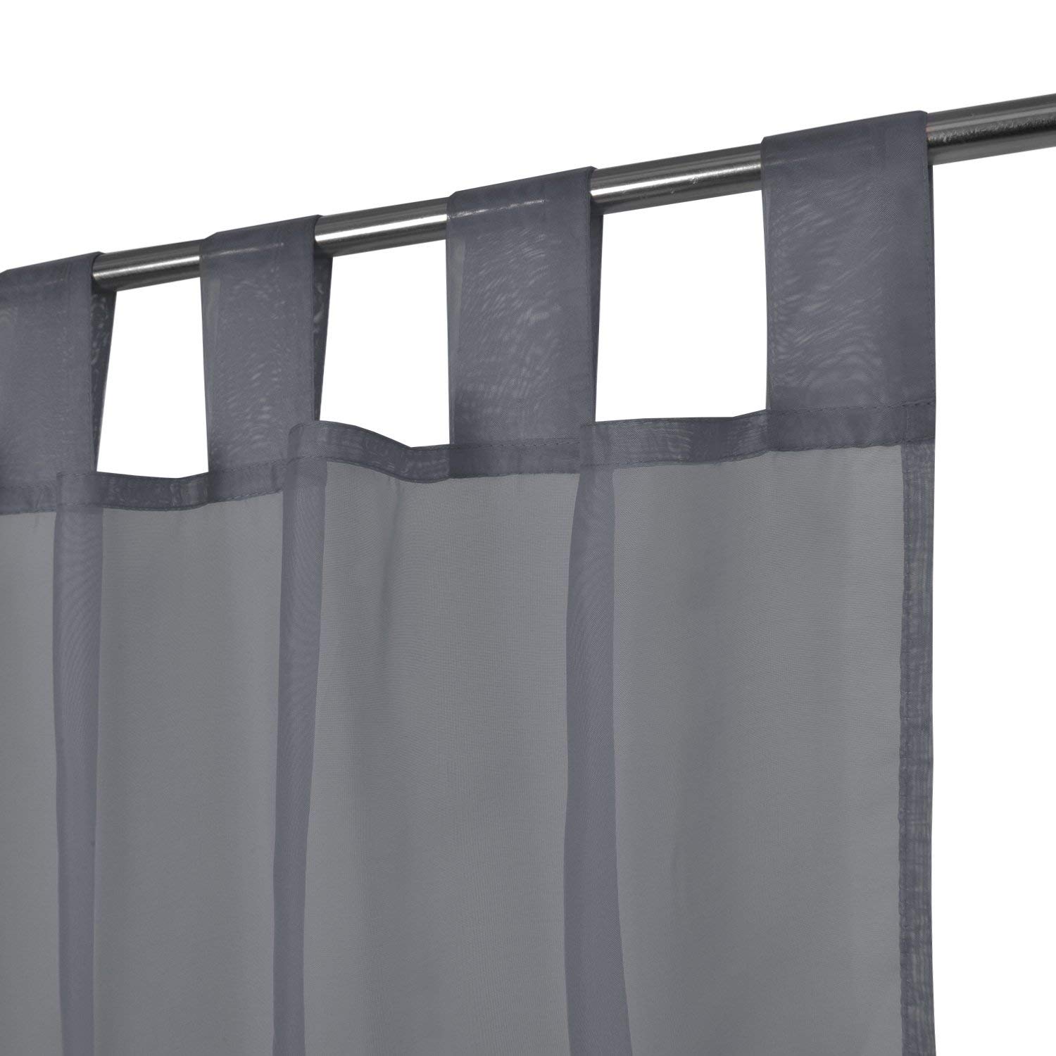 Megachest sheer Voile Tab Top Curtain(Dark Silver, 56" wideX118 drop(W142cmXH300cm))