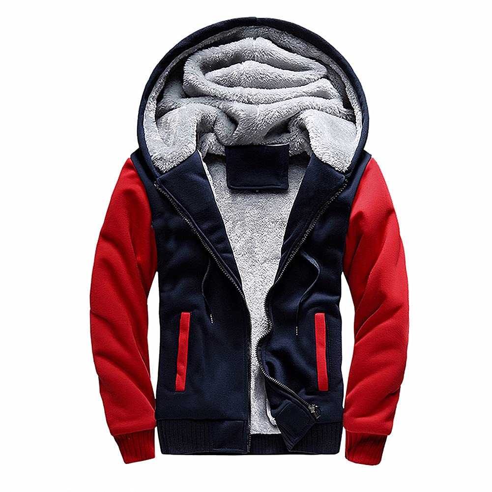 AOTORR Sudaderas con capucha para hombre, chaqueta de forro polar con cremallera completa, abrigo de invierno cálido de gran tamaño con cremallera y bolsillos