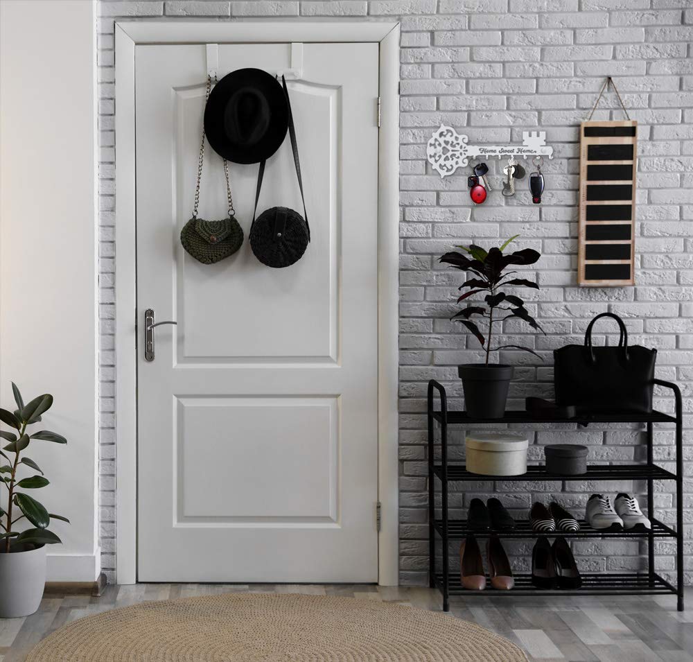 SirHoldeer Porte-clés Mural Design 'Home Sweet Home' – Métal Noir 7 Crochets – Décoration Couloir